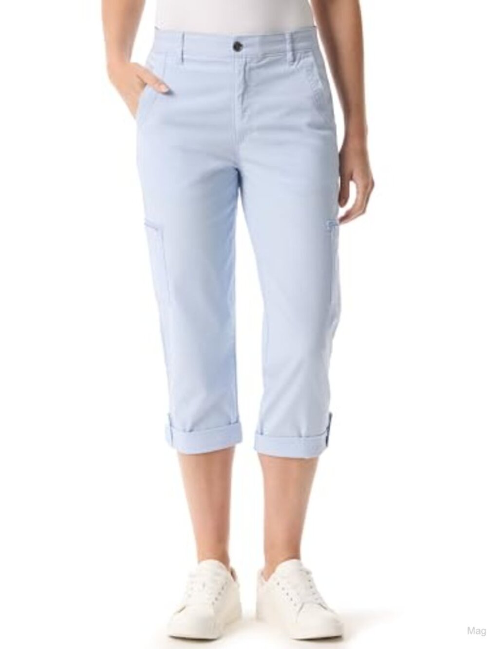 Gloria Vanderbilt Womens High Rise Cargo Capri Jeans 21in Inseam Cotton Spandex